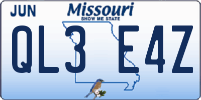 MO license plate QL3E4Z