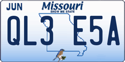 MO license plate QL3E5A