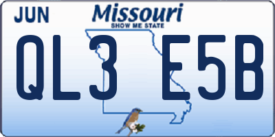 MO license plate QL3E5B