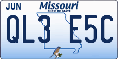 MO license plate QL3E5C