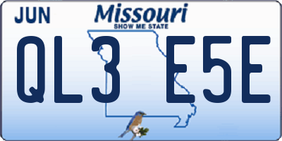 MO license plate QL3E5E