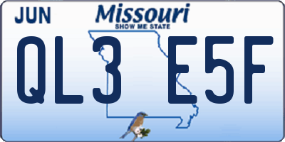 MO license plate QL3E5F