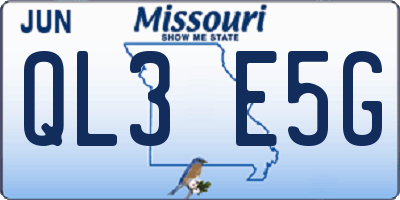 MO license plate QL3E5G