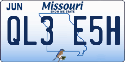 MO license plate QL3E5H