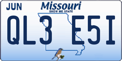 MO license plate QL3E5I
