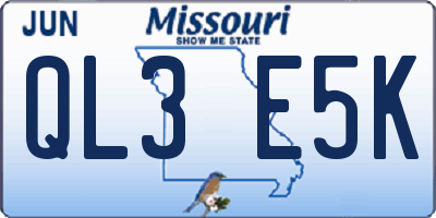MO license plate QL3E5K
