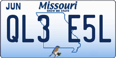 MO license plate QL3E5L
