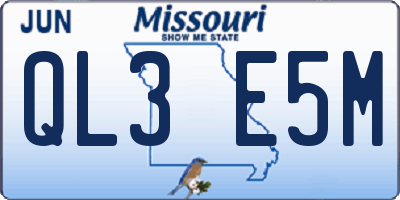 MO license plate QL3E5M