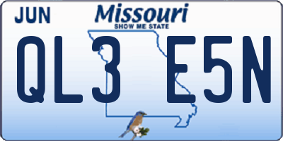 MO license plate QL3E5N