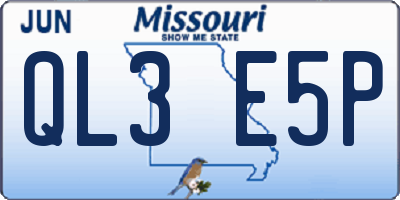 MO license plate QL3E5P