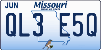 MO license plate QL3E5Q