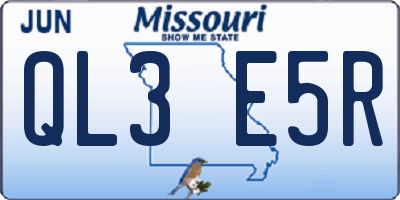 MO license plate QL3E5R