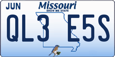 MO license plate QL3E5S