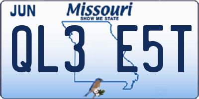 MO license plate QL3E5T