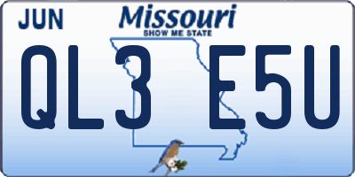 MO license plate QL3E5U