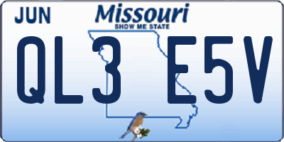 MO license plate QL3E5V