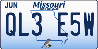 MO license plate QL3E5W