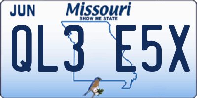 MO license plate QL3E5X
