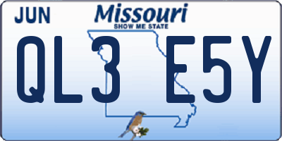 MO license plate QL3E5Y