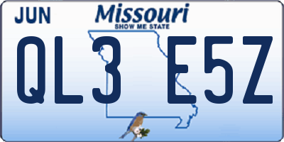 MO license plate QL3E5Z