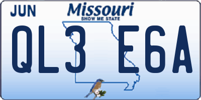 MO license plate QL3E6A