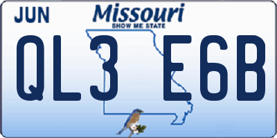 MO license plate QL3E6B