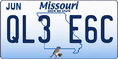 MO license plate QL3E6C