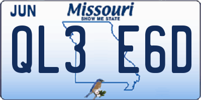 MO license plate QL3E6D