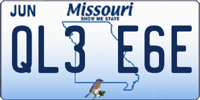 MO license plate QL3E6E