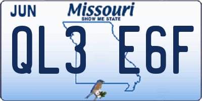 MO license plate QL3E6F