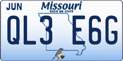 MO license plate QL3E6G