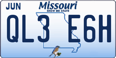 MO license plate QL3E6H