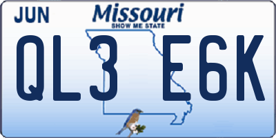 MO license plate QL3E6K