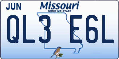 MO license plate QL3E6L
