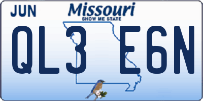 MO license plate QL3E6N