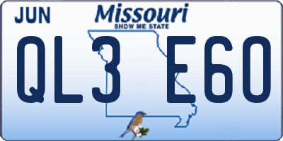 MO license plate QL3E6O