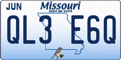 MO license plate QL3E6Q
