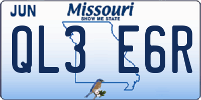 MO license plate QL3E6R