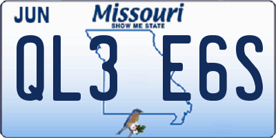 MO license plate QL3E6S