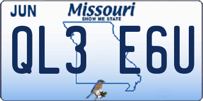 MO license plate QL3E6U