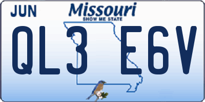 MO license plate QL3E6V