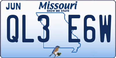 MO license plate QL3E6W