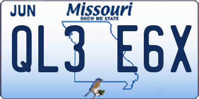 MO license plate QL3E6X