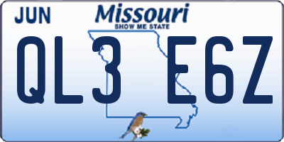 MO license plate QL3E6Z