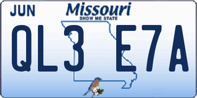 MO license plate QL3E7A