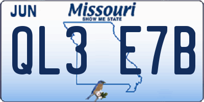 MO license plate QL3E7B