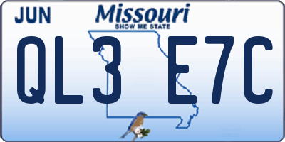 MO license plate QL3E7C