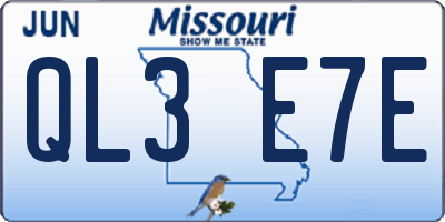 MO license plate QL3E7E