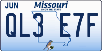 MO license plate QL3E7F