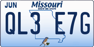 MO license plate QL3E7G